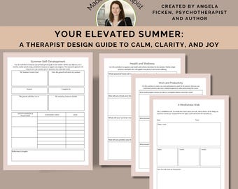 Printable Summer self care guide for women therapy tools mental health workbook therapist designed mindfulness stress relief wellness plan