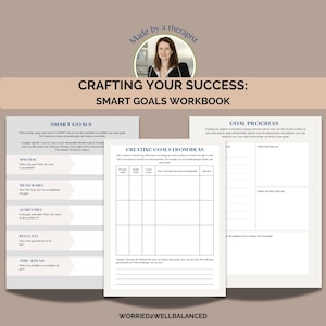 SMART goals worksheet digital planner goal setting productivity journal personal development life coach template habit tracker PDF download