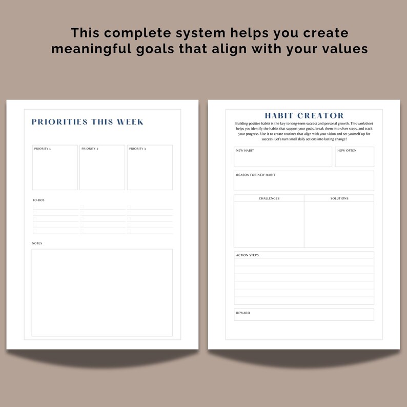 SMART Goals Workbook Productivity and Habit Tracker Printable PDF Goal ...