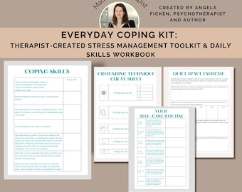 Everyday coping kit therapist created stress management toolkit printable anxiety relief daily skills workbook mental health resources PDF
