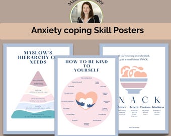 Anxiety relief poster calm down corner therapy office decor coping skills mental health wall art mindfulness guide classroom decor