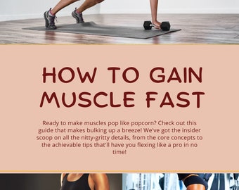 May include: A woman is working out with dumbbells. The text on the image reads "How to Gain Muscle Fast". Ready to make muscles pop like popcorn? Check out this guide that makes bulking up a breeze! We've got the insider scoop on all the nitty-gritty details, from the core concepts to the achievable tips that'll have you flexing like a pro in no time!