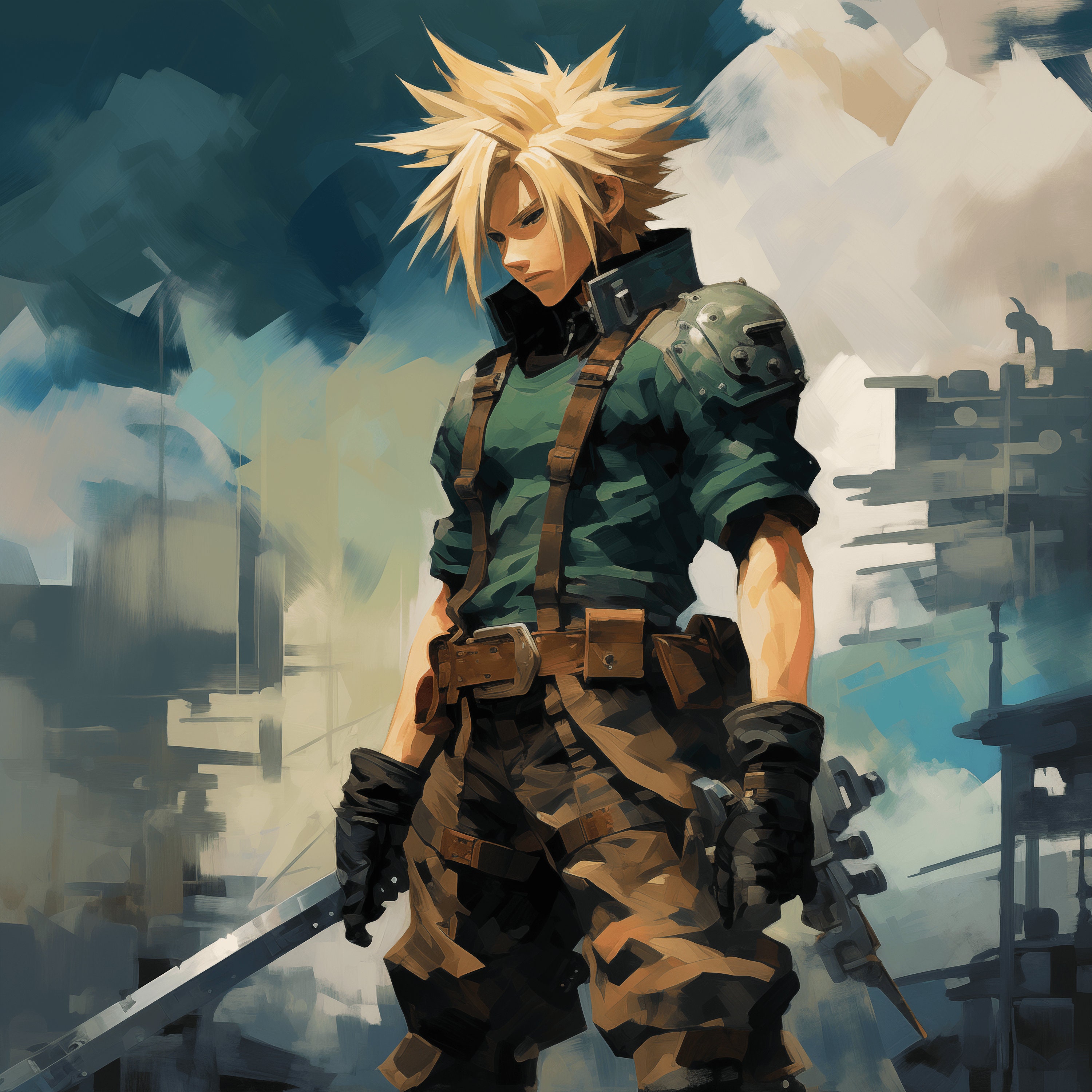 Cloud Strife: Cloud's Determination - Classic Oil Painting | Midgar ...