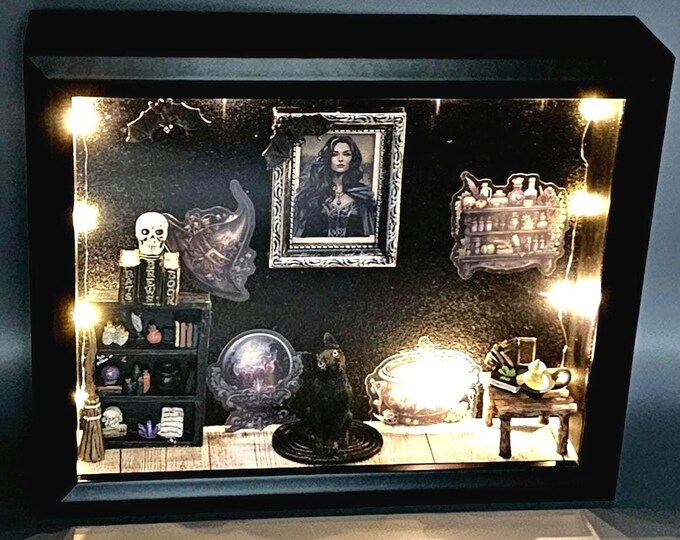 Halloween Witch House Shadow Box | Halloween Miniatures Haunted House ...