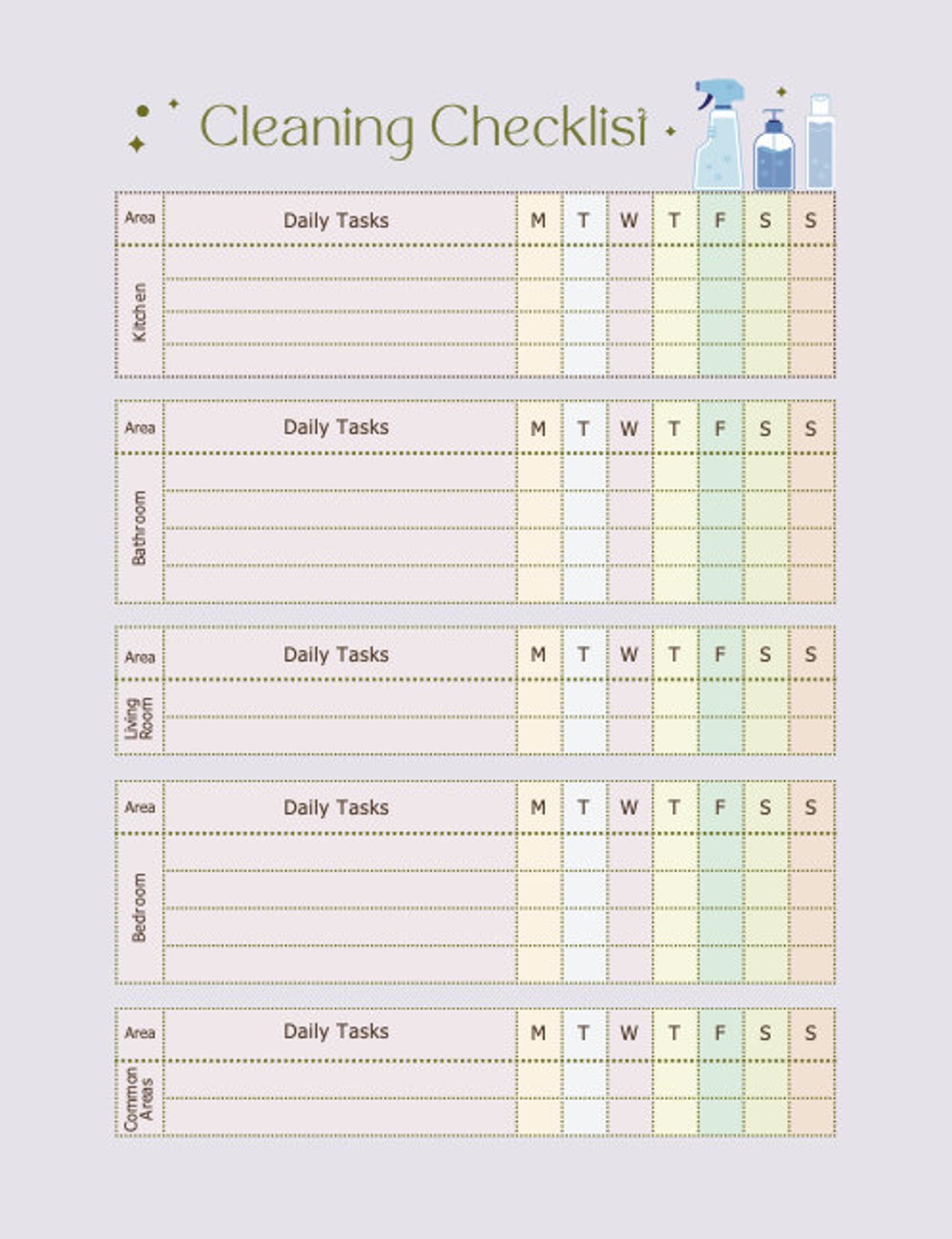 Printable Cleaning Checklist - Etsy Canada