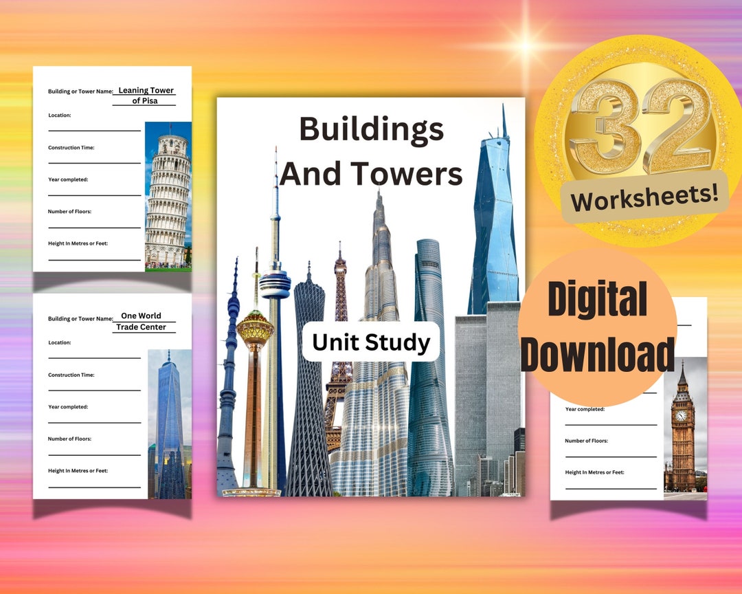 Buildings and Towers Unit Study. 32 Different Worksheets to Research ...
