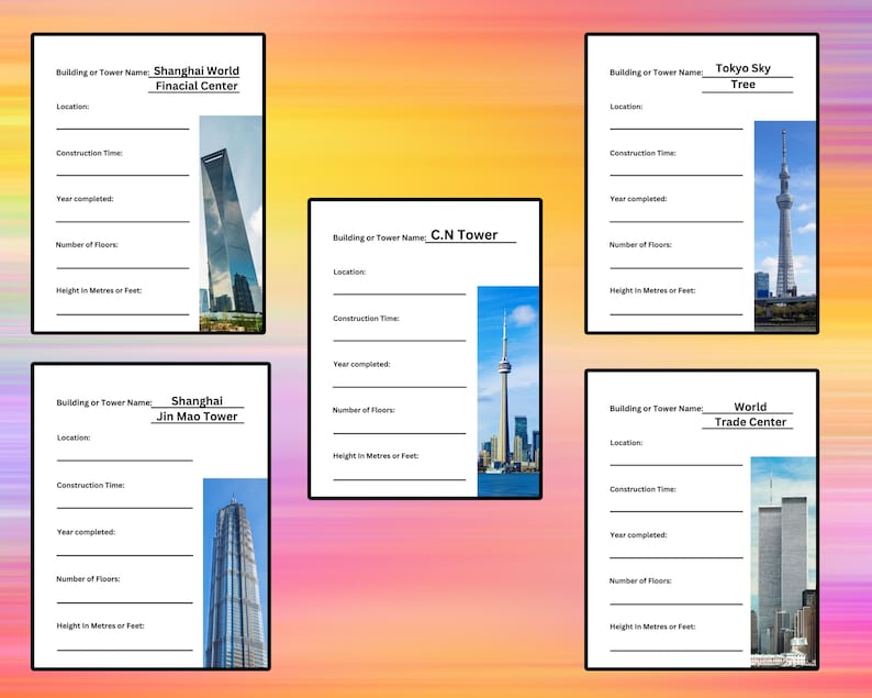 Buildings and Towers Unit Study. 32 Different Worksheets to Research ...