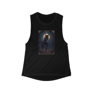 Celestial Horse Flowing Muscle Tank for Women, Boho Style, Casual Summer Top, Perfect Gift for Horse Lovers, Festival Wear