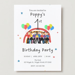 The Wiggles Birthday Invitation with Bonus 10x8&quot; Cake print
