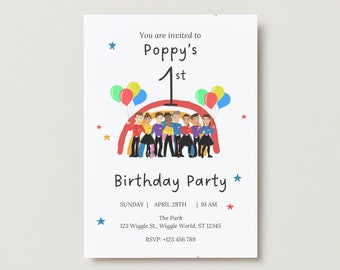 The Wiggles Birthday Invitation with Bonus 10x8&quot; Cake print