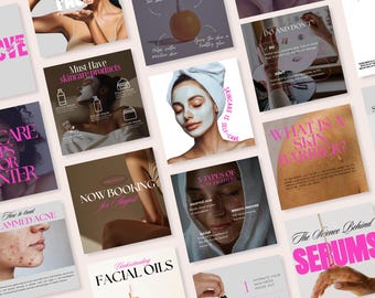 70+ Esthetician Instagram Templates | Skincare Instagram Template | Luxury Templates | Skincare Social Media | Canva Template