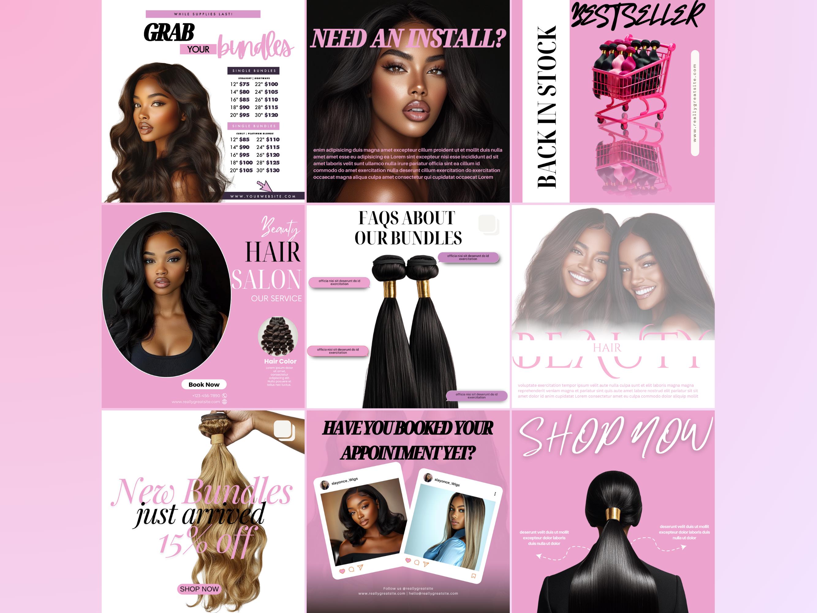Hair Instagram Templates Editable Hair Instagram Templates Hair Social ...