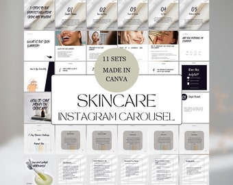 Skincare Instagram Carousel Templates: Esthetician Social Media (Canva)