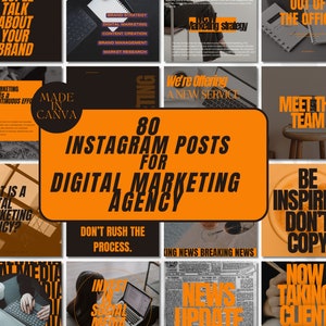 80 Instagram Templates | Digital Marketing Social Media Post Templates | Social Media Manager | Canva Template |Instagram Template