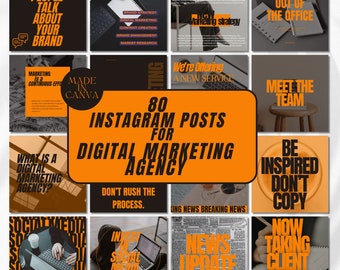 80 Instagram Post Templates: Social Media Marketing (Canva Template)