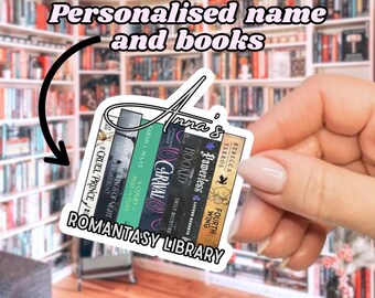 Custom Romantasy Sticker, Customised Book Stack Sticker, Personalised Name Bookish Sticker, Custom Bookish Stickers, Romantasy Book Stack