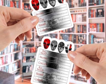 Pegatinas de la pila de libros de la Noche del Diablo, pegatinas de Penelope Douglas, pegatinas de libros corruptos, el libro de los Cuatro Jinetes, regalo de romance oscuro, hombres enmascarados