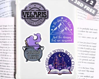 Juego de pegatinas de ACOTAR, Cauldron Blessed, Club de lectura de House Of Wind, A las estrellas que escuchan, Club de lectura de ACOTAR, Pegatina de Velaris, Sello de Velaris