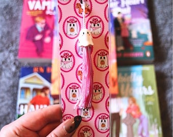 Segnalibro fantasma rosa, segnalibro con ciondolo, segnalibro fantasma cowboy, segnalibro fantasma, ciondolo fantasma da biblioteca, ciondoli per segnalibri, segnalibro spettrale