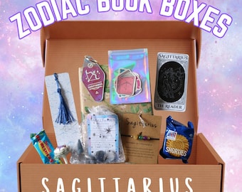 Caja de libros del zodíaco, caja de regalo de Sagitario, paquete de libros de Sagitario, regalos del signo zodiacal, cita a ciegas con un libro del zodíaco, regalos para Sagitario