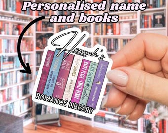 Custom Romance Sticker, Customised Book Stack Sticker, Personalised Name Bookish Sticker, Custom Bookish Stickers, Romance Book Stack