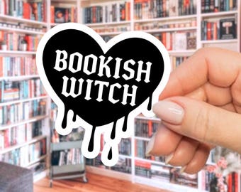 Bruja lectora, pegatinas de libros de brujas, pegatinas góticas de libros, gótica lectora, pegatinas de libros de otoño