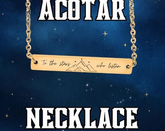 Collana ACOTAR in acciaio inossidabile: gioiello a tema libri con incisione laser "Alle stelle che ascoltano".