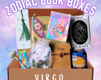 Cita a ciegas personalizada con un libro, caja de libros del zodíaco, caja de regalo de Virgo, pegatina de Virgo, regalos del signo zodiacal, regalos para Virgo, cajas de libros misteriosas