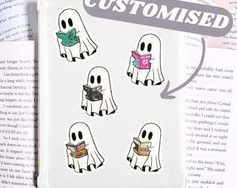Customised Book Stickers, Personalised Book Stickers, Halloween Bookish Stickers, Ghost Reading Sticker, Customized Book Sticker, Book Gifts