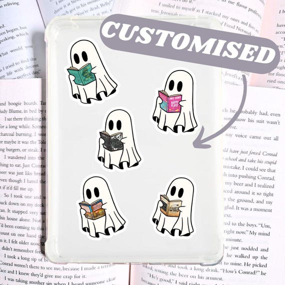 Customised Book Stickers, Personalised Book Stickers, Halloween Bookish Stickers, Ghost Reading Sticker, Customized Book Sticker, Book Gifts