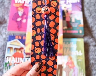 Cute Pumpkin Bookmark, Bookmark With Charm, Halloween Bookmark with Pumpkin Charm, Bookmark Charms, Spooky Bookmark, Pumpkin Bookish Gift