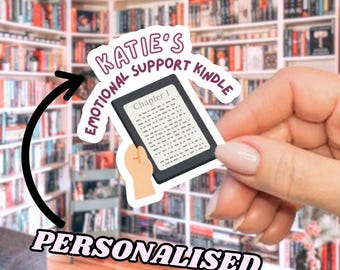 Custom Kindle Sticker, Customised Kindle Sticker, Personalised Name Bookish Sticker, Custom Bookish Sticker, Emotional Support Kindle Sticke