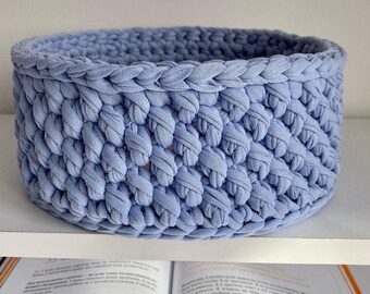 Round knitted basket with a new pattern, good for Bathroom Cosmetics Storage, Baby Room Organizer, Cosmetics organiser, office organizer