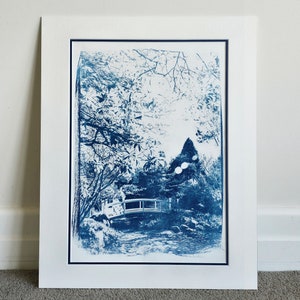 Japanese garden #11, Cyanotype Print, Fine Art Print, Alternative Photographic Process, A3 Print, Minimalist Wall Decor