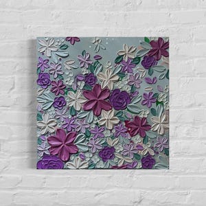 Original Textured Floral Wall Art | Acrylic Paint, Modeling Paste on Stretched Canvas | “Lavender Fade”