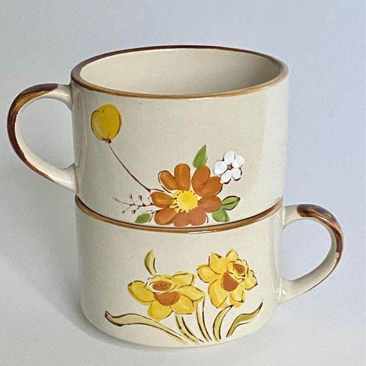 Vintage Korean Stoneware Soup Mugs - JMP Casualstone 307 +