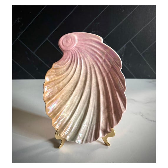 Vintage Royal Winton Shell Bowl Trinket Dish Pink Green iridescent 7.25”