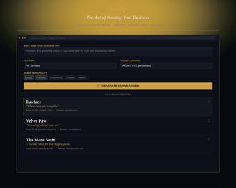 AI Business Name Generator | Unlimited Names, Taglines, Domains (One-Time Purchase)