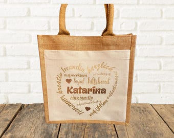 Jute bag | Shopper for girlfriend | Shopping bag for girlfriend | Gift | Girlfriend gift idea | Personalized jute bag