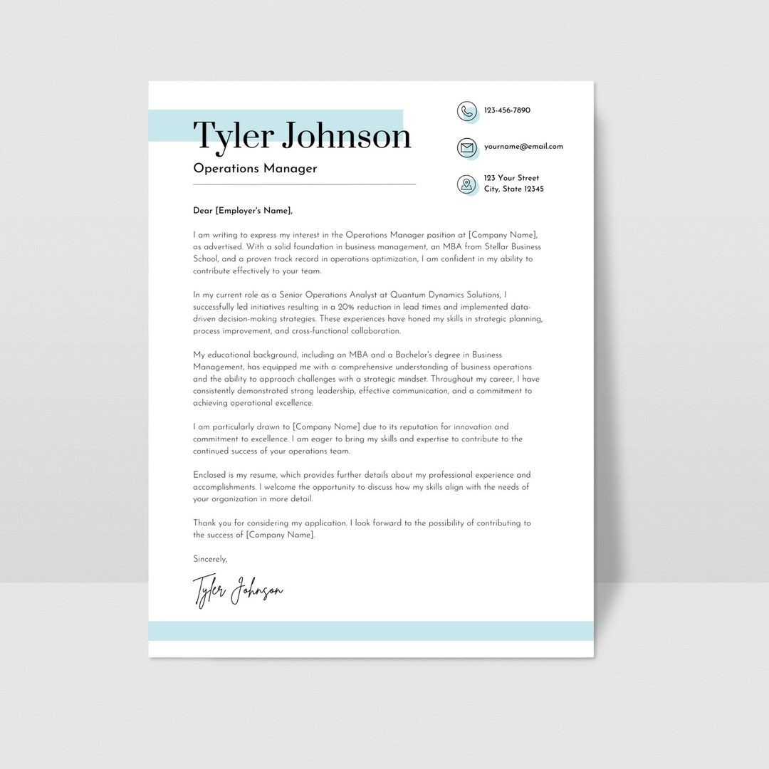 Modern Elegance Cover Letter Template - Professional Design With Light ...