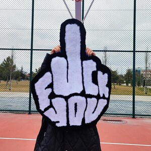 Fuck You Rug,Tufted Rug,Cool Rugs,Unique Rugs,Fun Rug,Handmade Rug,Custom Rug,Area Rug,Home Decor,Gift for Her,Funny Rug,Personalized Rug image 4