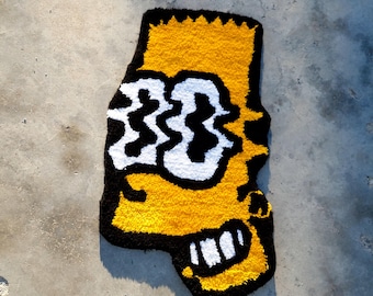 Handmade Simpsons Rug: Tufted Acrylic Yarn, Non-Slip Nursery Rug, Bath Rug, Movie Rug,Cartoon Rug, Cool Rug,Yellow Rug,Funny Rug,Movie Decor