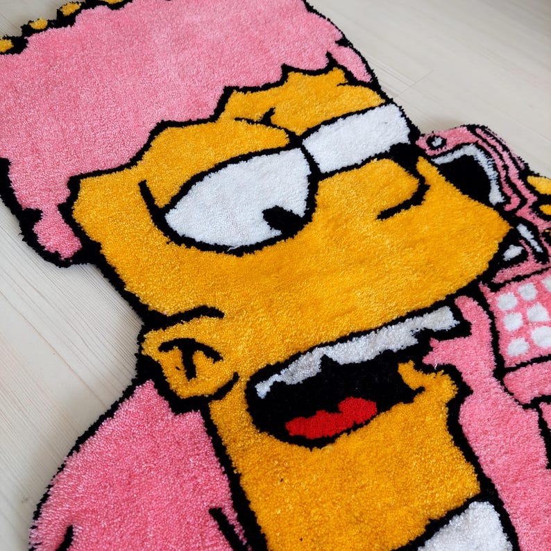 Handmade Bart Simpson Rug: Tufted Acrylic Cartoon Area Rug,simpsons Rug ...