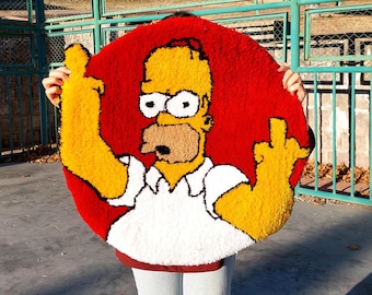 Simpsons Tufted Rug,Fuck You Rug,Cartoon Character Rug,Tufted Rug,TuftingFluffy,Custom Rug,Bart S.Tufted Rug,Funny Rug,Handmade Rug,Area Rug