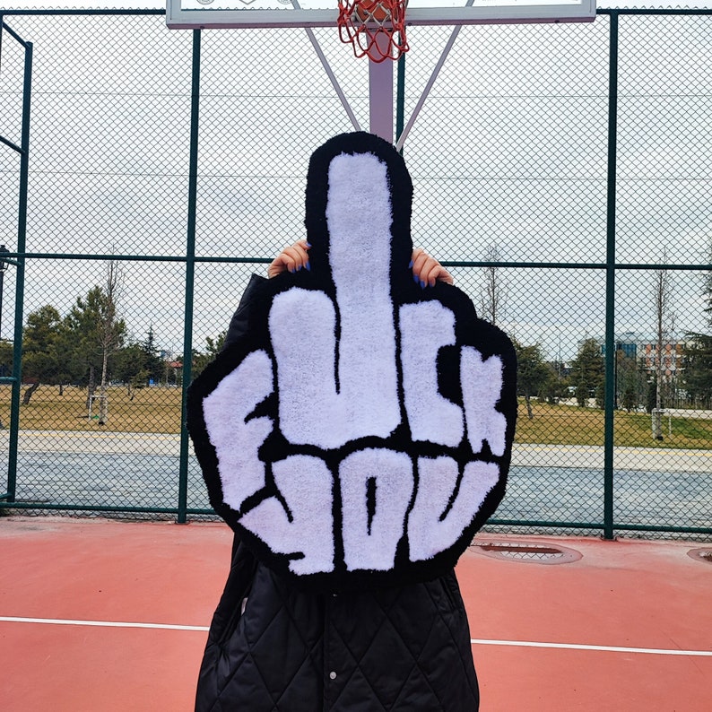 Fuck You Rug,Tufted Rug,Cool Rugs,Unique Rugs,Fun Rug,Handmade Rug,Custom Rug,Area Rug,Home Decor,Gift for Her,Funny Rug,Personalized Rug image 4