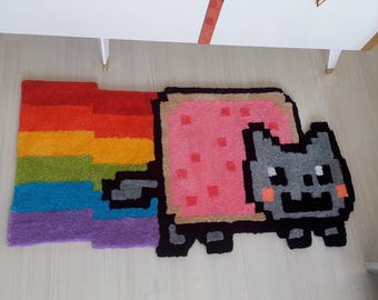 Cat Rug,Tufted Rug,Colorful Rug,Animal Rug,Cute Rug,%100 Handmade Rug,Area Rug,Game Room Rug,Custom Gift,Living Room Rug,Home Decor