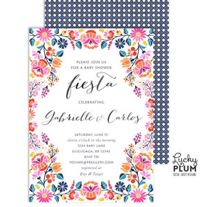 Colorful Fiesta Baby Shower Invitation / Mexican Floral Flower Couples Coed Baby Shower Invite / Rustic Digital Printable FT02