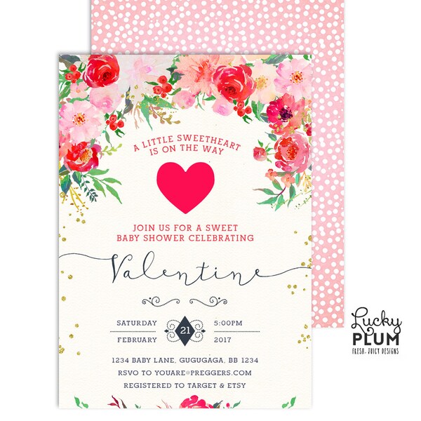 San Valentín bebé ducha invitación / corazón bebé ducha invitación / parejas coed bebé ducha invitación rosa rojo amor que imprimibles VL01