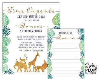 Safari Time Capsule Sign First Birthday / Animal Time Capsule / Jungle Time Capsule / Wild One Time Capsule / Elephant Lion Monkey SF01