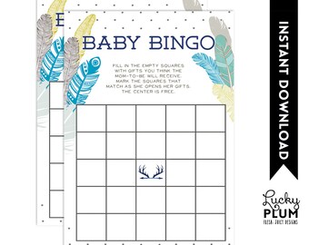 Boho Baby Bingo / Tribal Baby Bingo  / Deer Baby Bingo / Aztec Baby Bingo / Feather Baby Bingo / Arrow Baby Bingo / Bohemian Baby Bingo